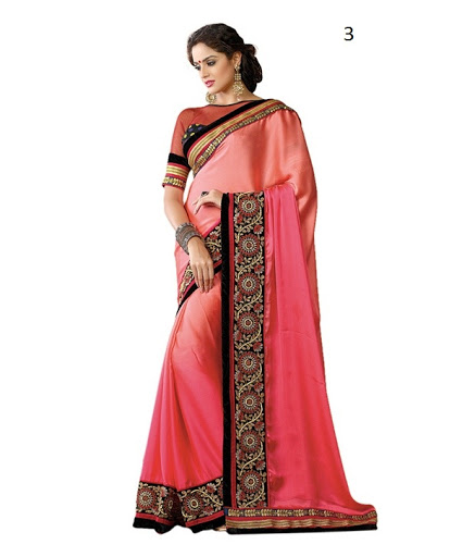 Party Wear Pink Colored Chiffon Saree