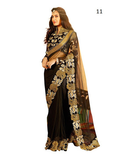 Glamorous Black Designer Net Saree