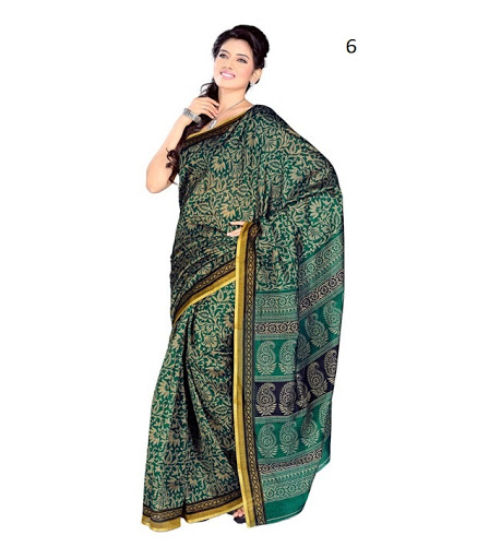 Fashionable Green Colored Cotton Saree