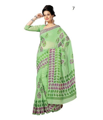 Graceful Green Colored Printed Sarees