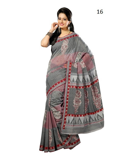 Simple Look Printred Cotton Saree