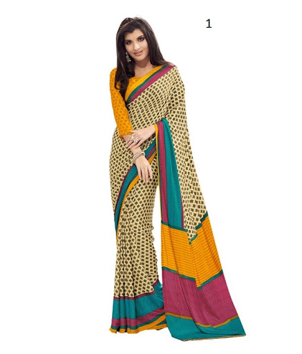 Attarctive Printed Crepe Saree