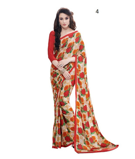 Attractive Flower Printed Saree