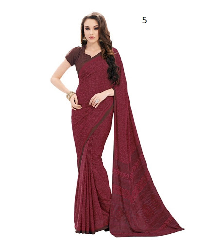 Classy Floral Printed Crepe Saree