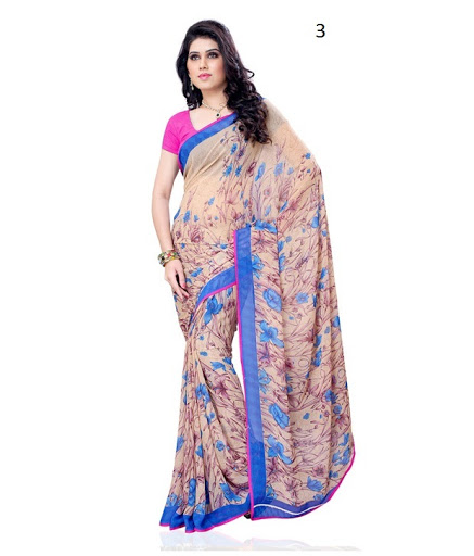 Attractive Flower Pritned Georgette Saree