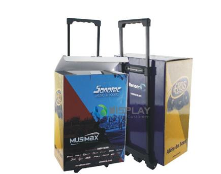 Exhibition POP Cardboard EXPOBOX with Full Printing, Cardboard Trolleys on Wheels