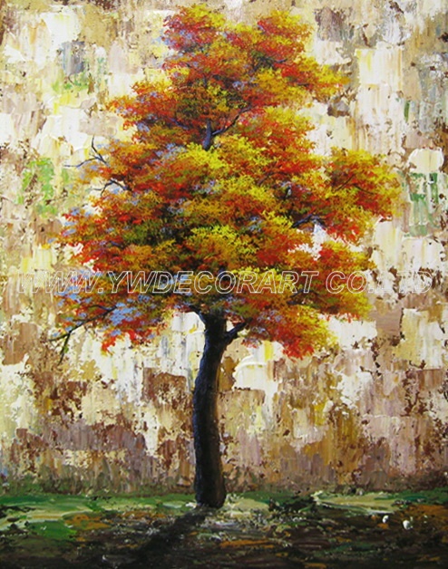 Orange Leaves Tree oil painting
