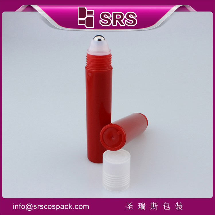 SRS red roll on bottle with pp ball ,color perfume bottle and cosmetic bottle red