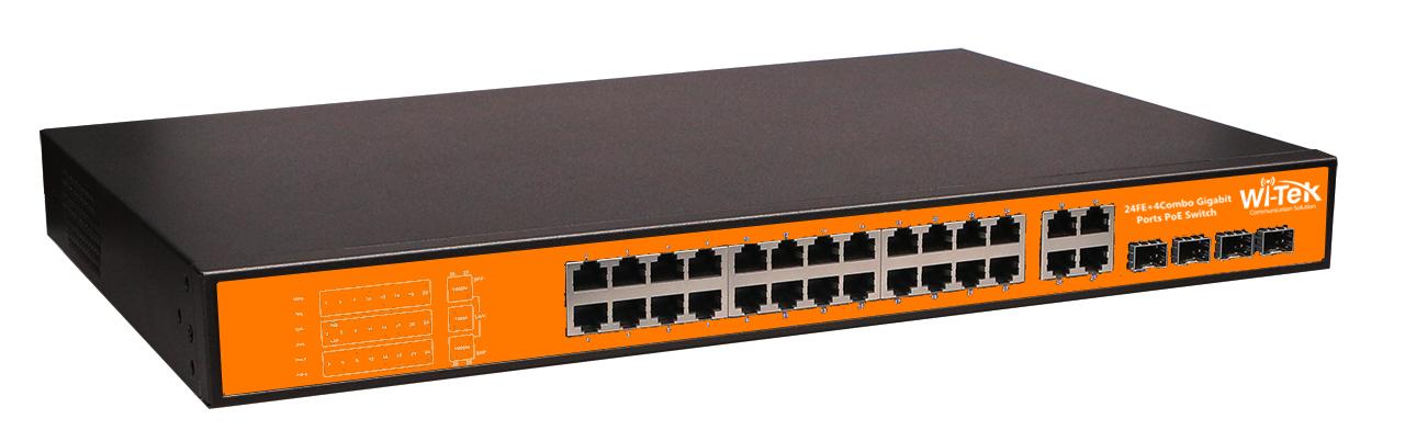 24FE+4Combo Gigabit 48V Ports PoE Switch with 24-Port PoE