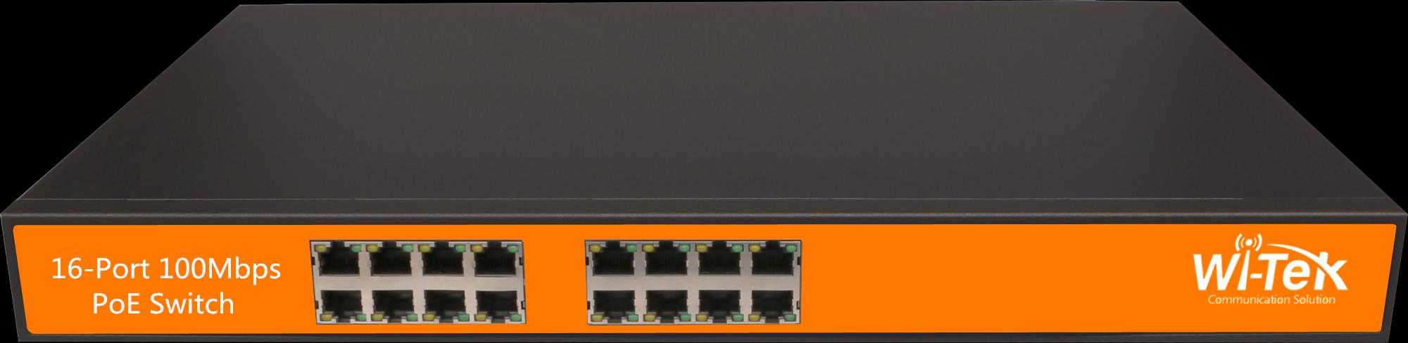 16-Port 48V 100Mbps PoE Switch with 16-Port PoE