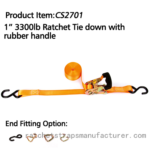 CS2701 1â€œ 3300lbs Ratchet Tie down with Rubber handle