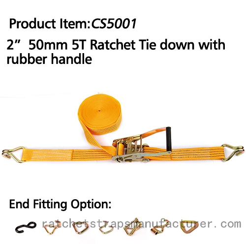 CS5001 2â€ 50mm 5T ratchet tie down with rubber handle