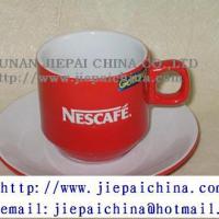 Large picture porcelain cup&saucer,ceramic coffee cup
