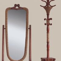 Large picture Indoor rattan shaking mirror and coat tree