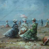 Large picture beach oil painting