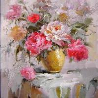 Large picture flower oil painting