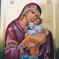 Large picture Byzantine icon of Virgin with Child