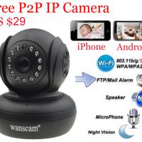 Large picture wireless pan tilt speaker mic P2P ip mini camera