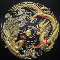 Large picture Handmade silk embroidery dragon painting art deco