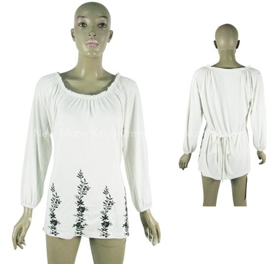 white embroidering ladies blouse