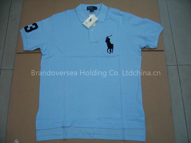 classic short sleeve mens rl contton polo shirts,big pony,baby blue