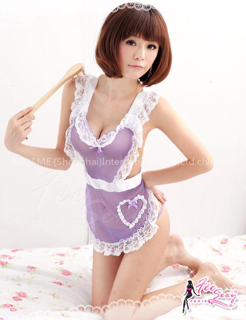 Maidservice Role-play lingerie(purple&White lace)