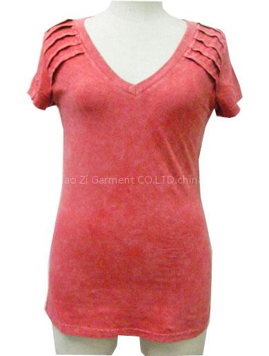 lady 100%cotton short sleeve min-wash T-shirt