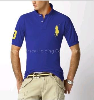 mens ralph lauren short sleeve polo shirt,100%cotton,royal blue