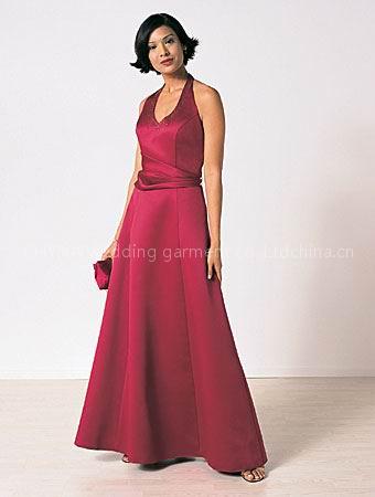 satin material hand made halter bridesmaid dress