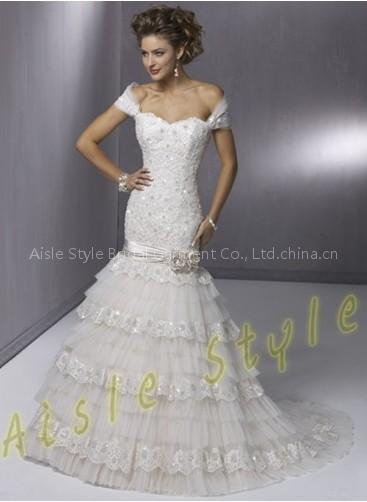 Cap Sleeve Tulle Wedding Dress--Ais11663