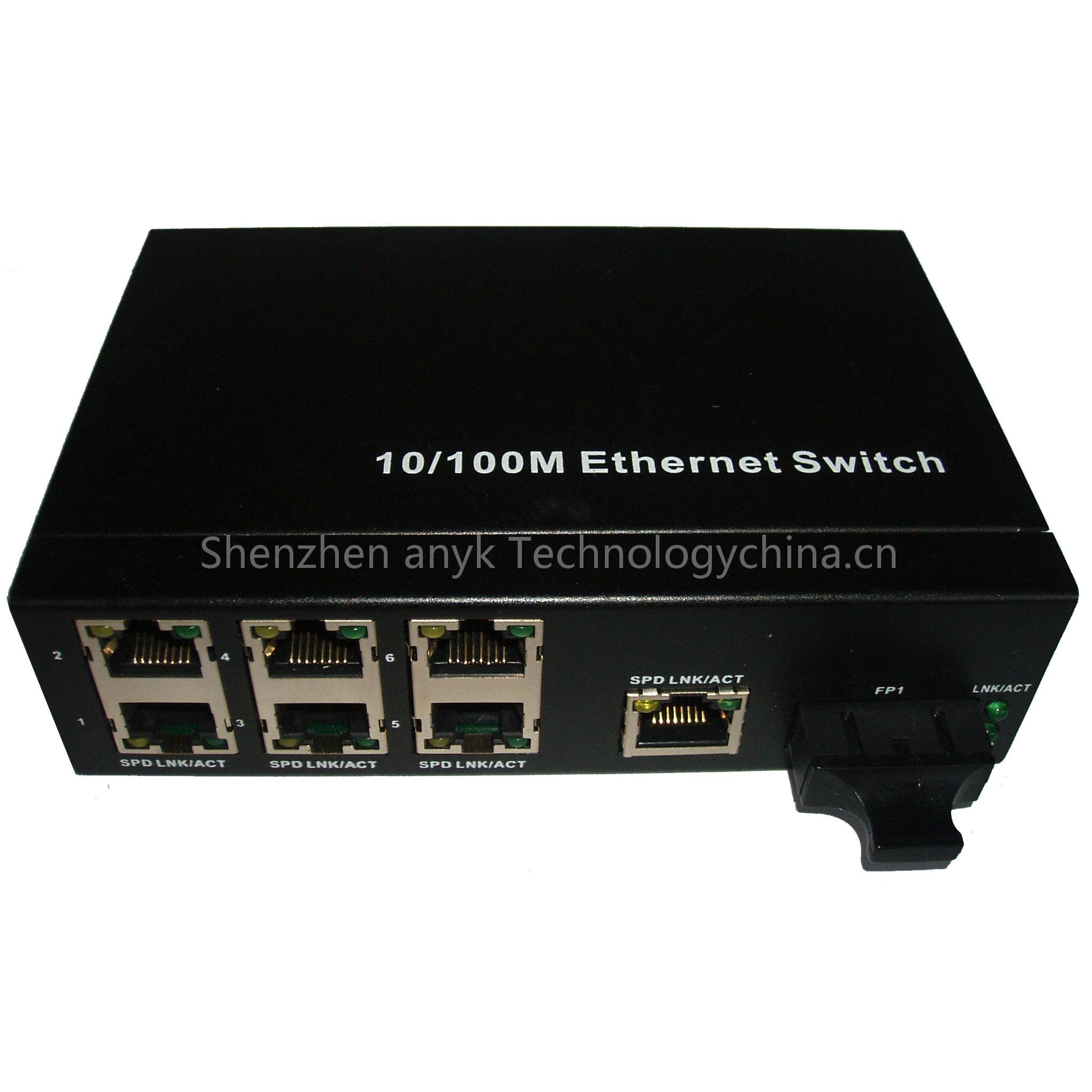 Fiber Media Converter with 7 Rj45 ports