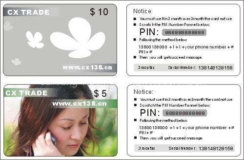 PVC/ Paper Scratch Pre-paid Calling Card
