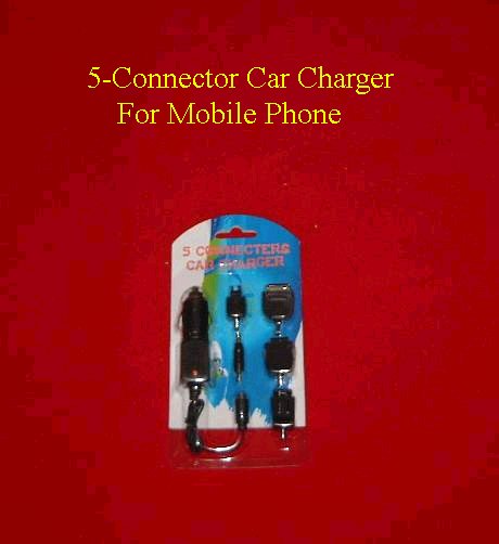 Taiwan 5 Connector Car Charger For Mobil Phone