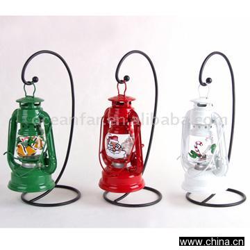 Oil Lamp with Metal Wire Holder for Christmas Day (Metal Stand+Glass Shader)