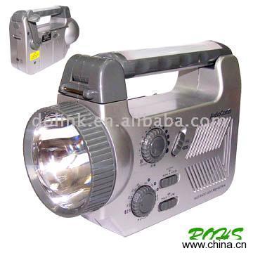 Crank Dynamo LED Flashlight with Radio and Mobile Phone Charger