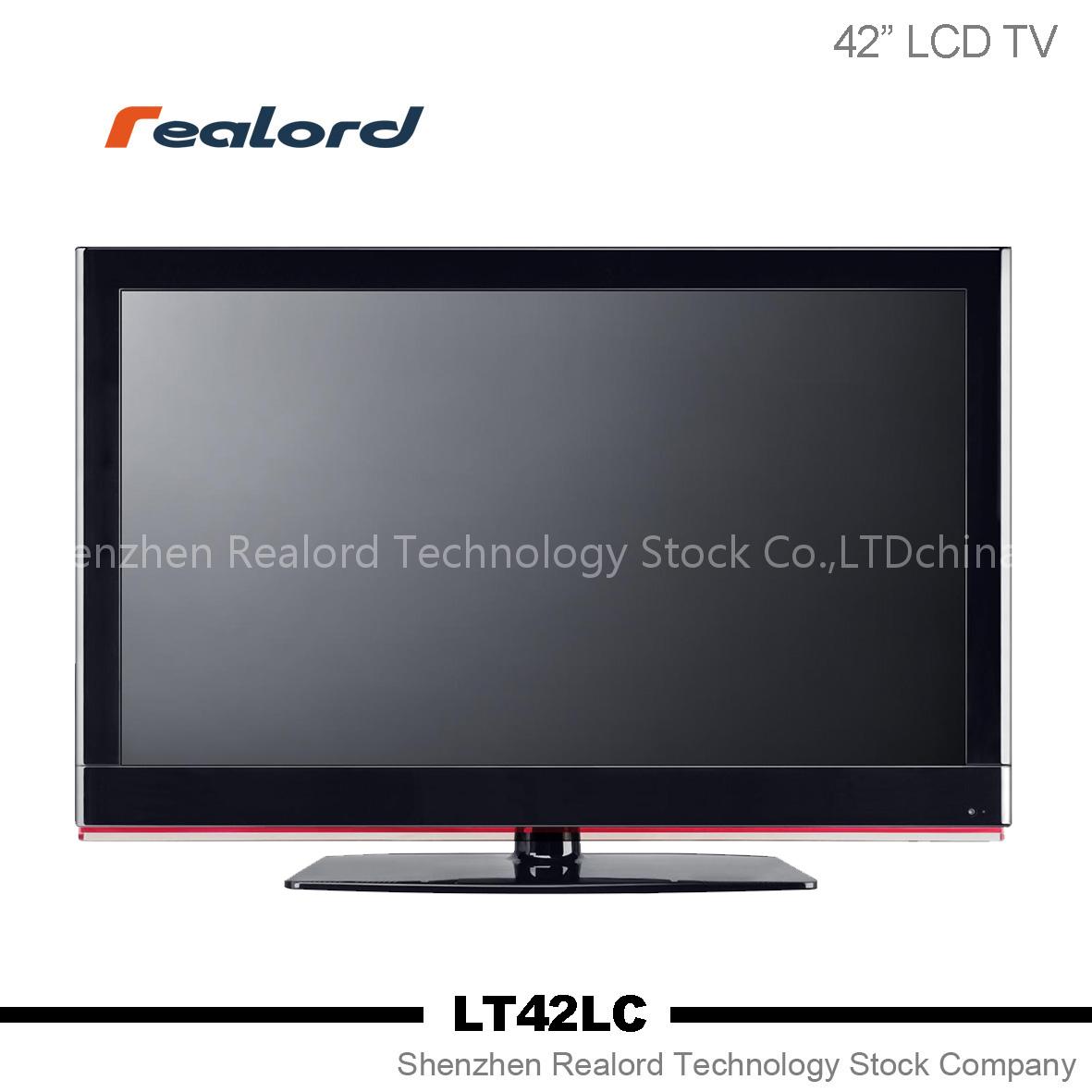 Realord 3 Years Warranty 42" Full HD Widescreen LCD TV Freeview 1920x1080 400cd/m2 2000:1 6ms HDMIx2/VGA/Scart x2 Wall Mountable Glossy Black