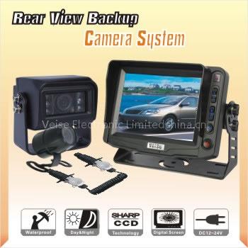 Trailer Motorhome Rear View Camera System with Trailer Hook Connector and Spiral Cables,Free Operating Voltage DC11-32V
