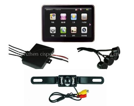 china gps navigator withbluetooth rearview mirror parking sensor