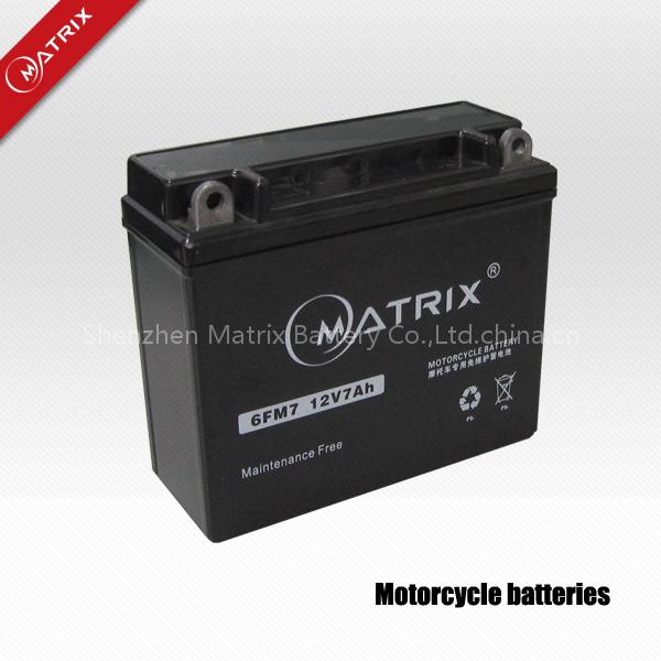 motorcycle battery 6FM7 12V 7Ah