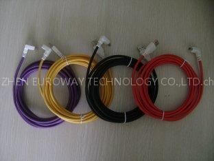 USB AM to right/left angle USB Mini 5PIN Cable;purple,yellow,black,red