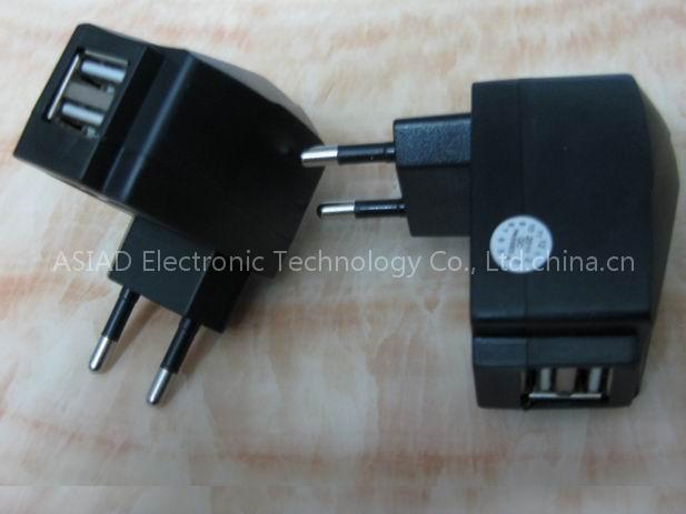 EU USB chargers,2 Ports USB Chargers,EU Travel chargers,Dual USB Wall chargers,USB EU Travel charger,EU AC adapter