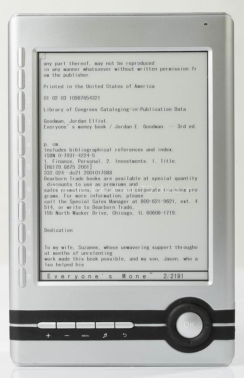 e-ink e-book reader