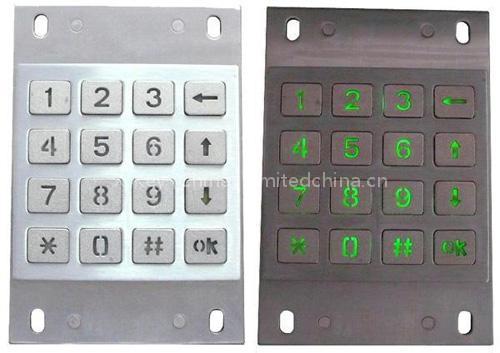 IP65 vandalproof metal numeric keypad