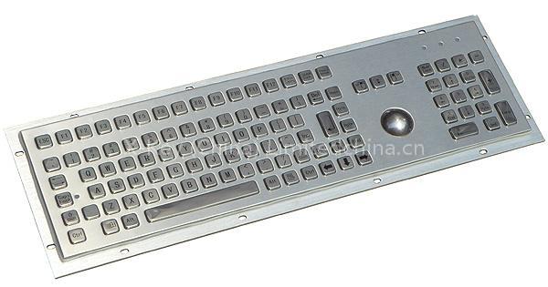 Vandal proof industrial keyboard with numeric keypad, function keys and trackball