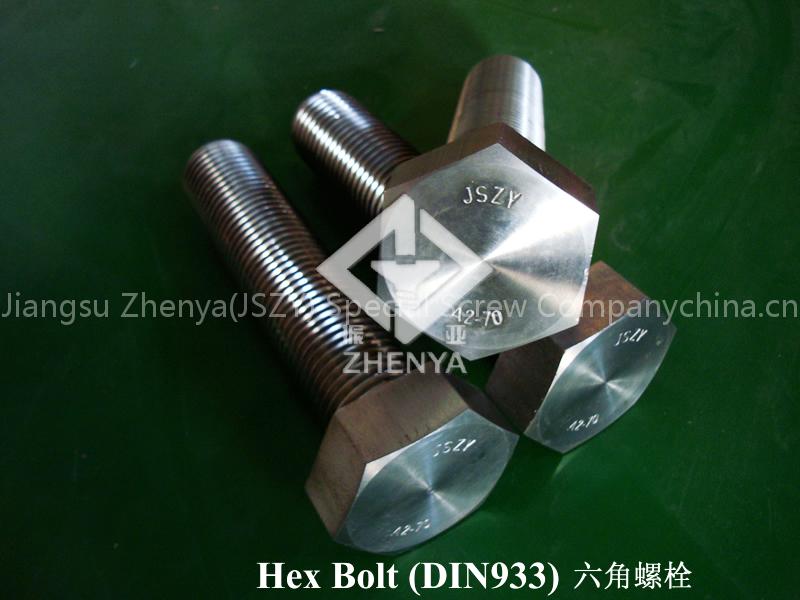 Hex bolt(Din933)/Hexagon bolt/Stainless steel bolt/Fastener