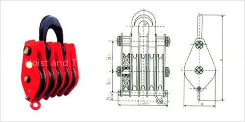 6-wheel block with closed rings