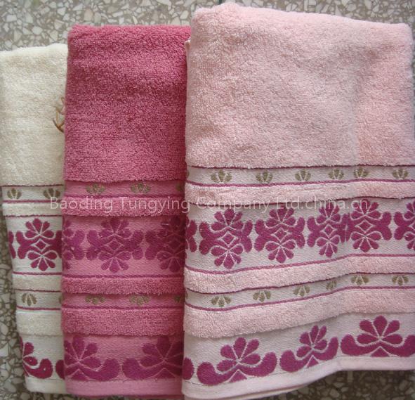 100% cotton jacquard borader bath towel