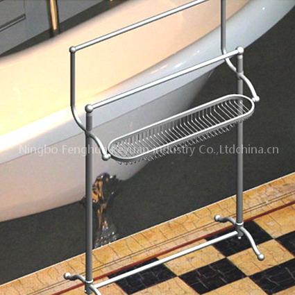 Standing towel rack with basket