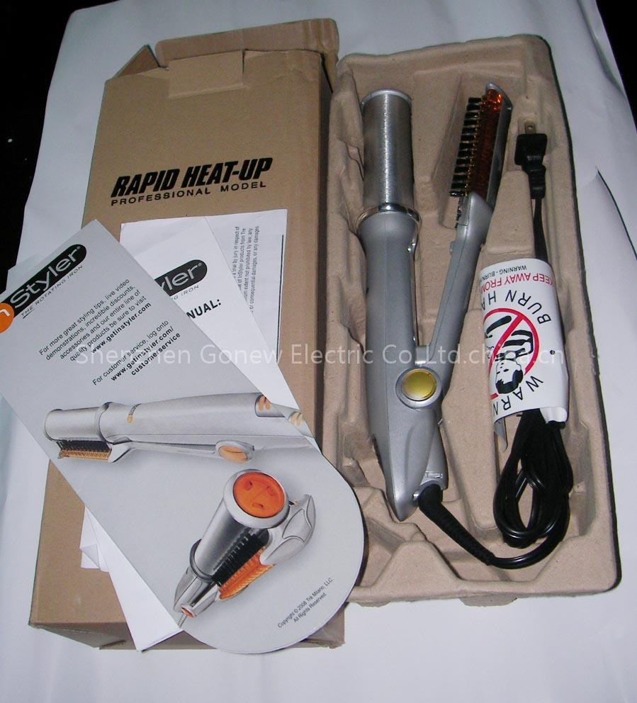 Rotating hot hair straightener