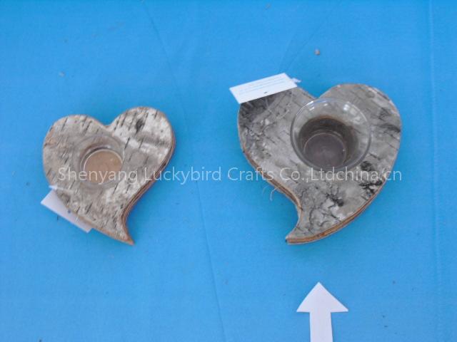 candle holder /birch bark /heart shape 15*14*5cm